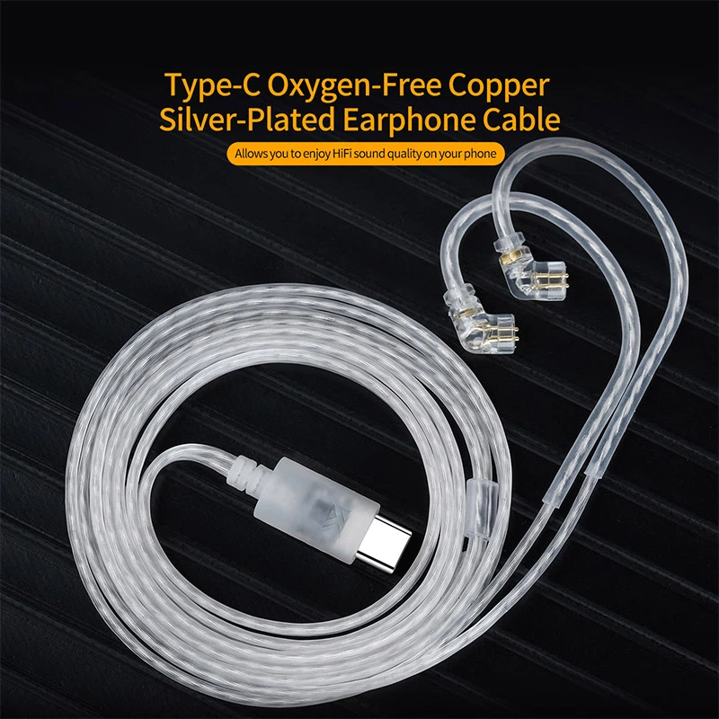 Wired Earphone Mic - Кабель для наушников KZ, OFC, посеребренный,