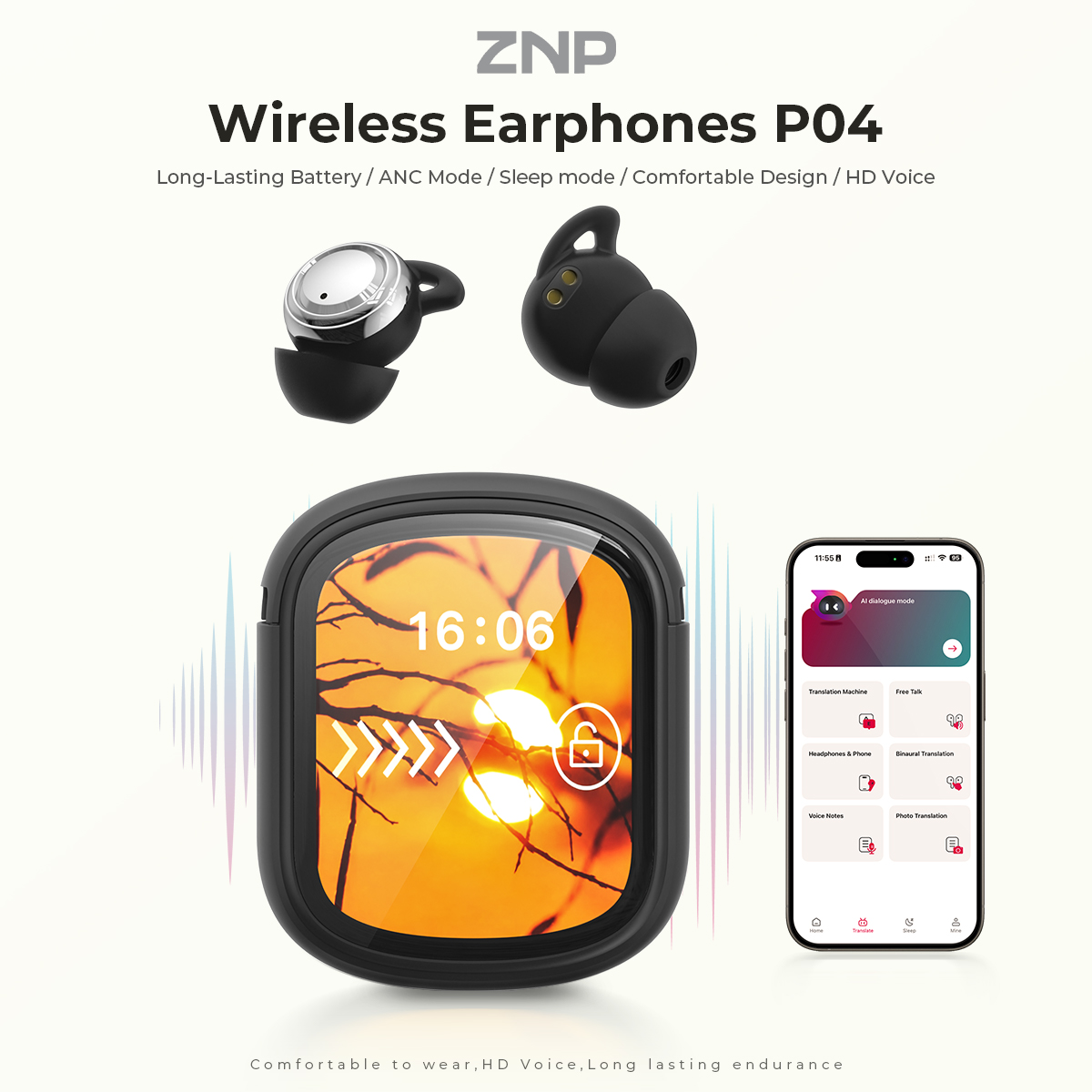 Наушники ZNP P04 для сна с акт – обзор и цена Earbuds Charging Case